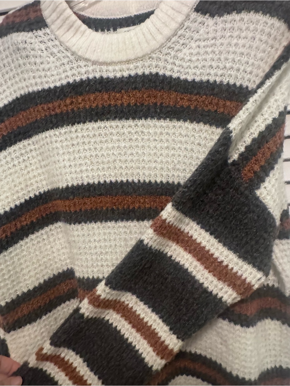 Women’s American Eagle, size XS, Cream Striped Knit Sweater